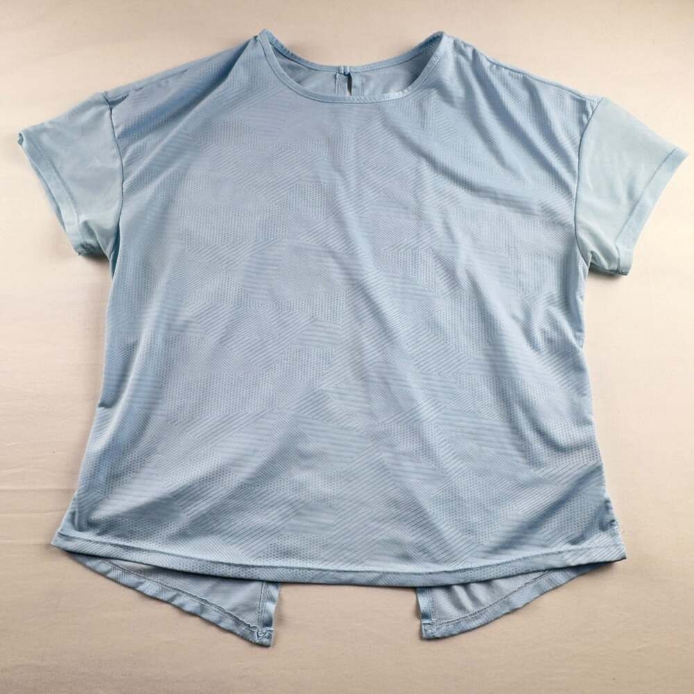 SHEIN Athletic T-Shirt Size XL Blue Open Back Short Sleeve Workout Top